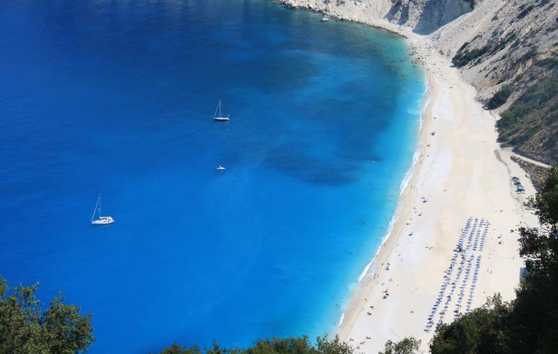 Myrtos beach in Divarata Kefalonia