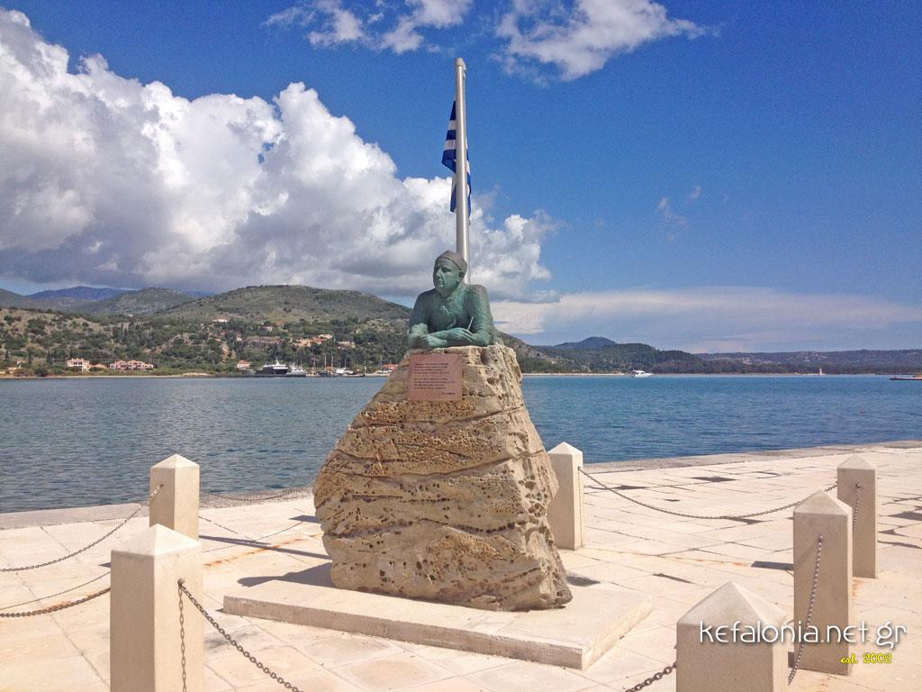 Nikos Kavadias Statue in Argostoli Kefalonia